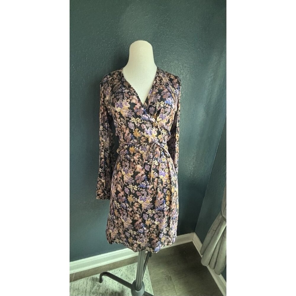 Rouje Gabinette Wrap Button Mini Dress Floral Sz 34 (Sz XS) $270 MSRP